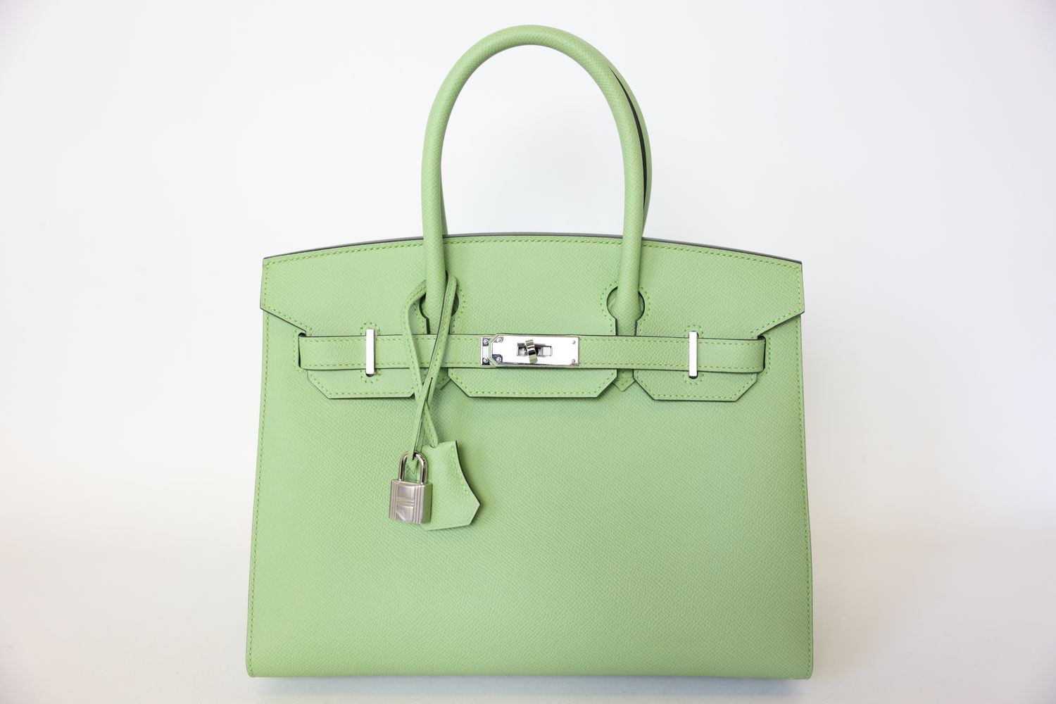 Hermes Birkin 30, Vert Criquet Epsom Leather with Palladium Hardware, Y 2020 Stamp, Preowned in Box WA001