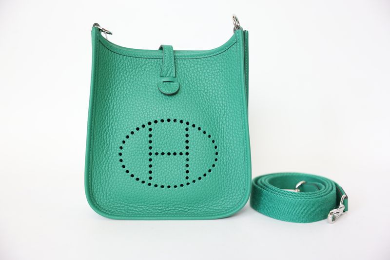 Hermes Evelyne TPM Gen III, Vert Clemence Leather with Palladium Hardware, B 2023 Stamp, New in Box WA001