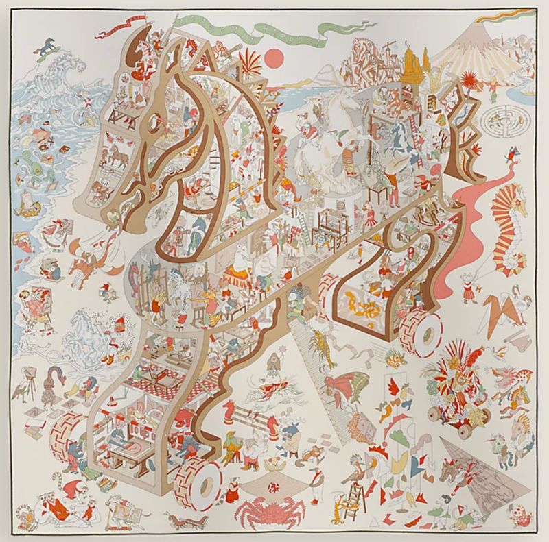 Hermes Scarf, 90x90, New in Box MA001