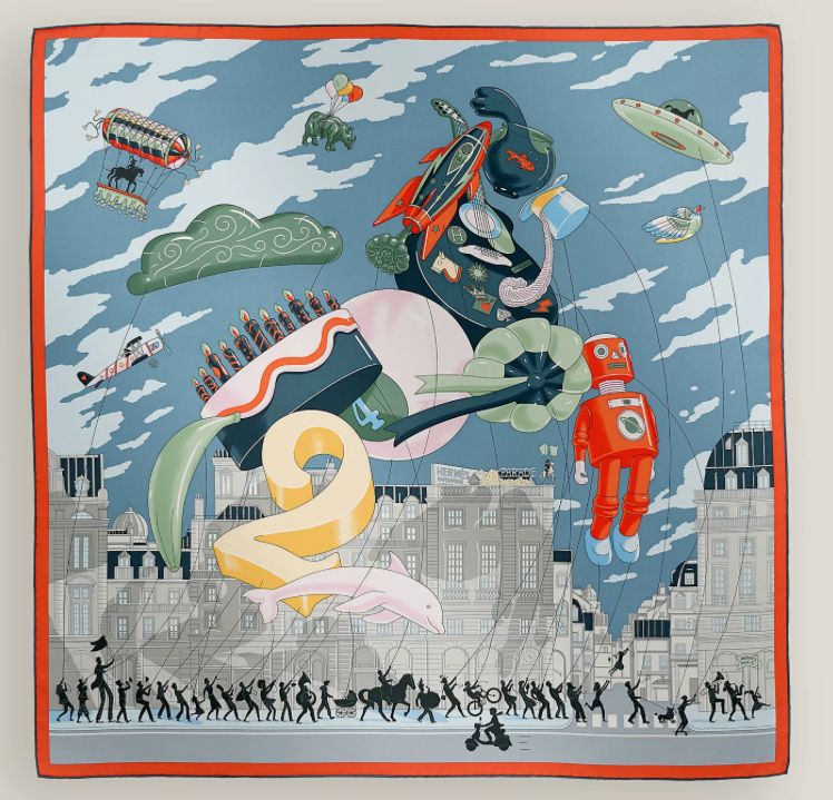 Hermes Scarf, 90x90, New in Box MA001