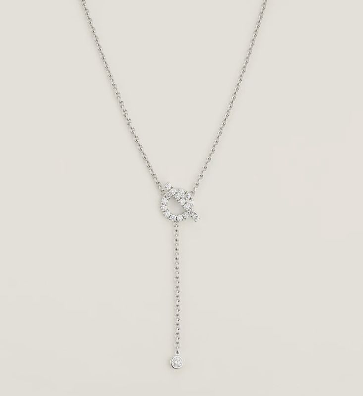 Hermes Necklace, Finesse Lariat Necklace, White Gold, New in Box MA001