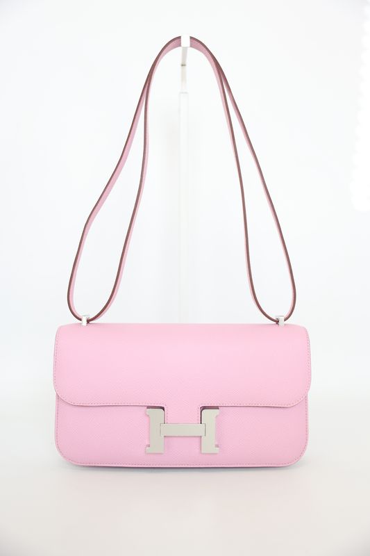 Hermes Constance Elan 25 Bag, Mauve Sylvestre Epsom Leather and Palladium Hardware, K 2025 Stamp, New in Box WA001
