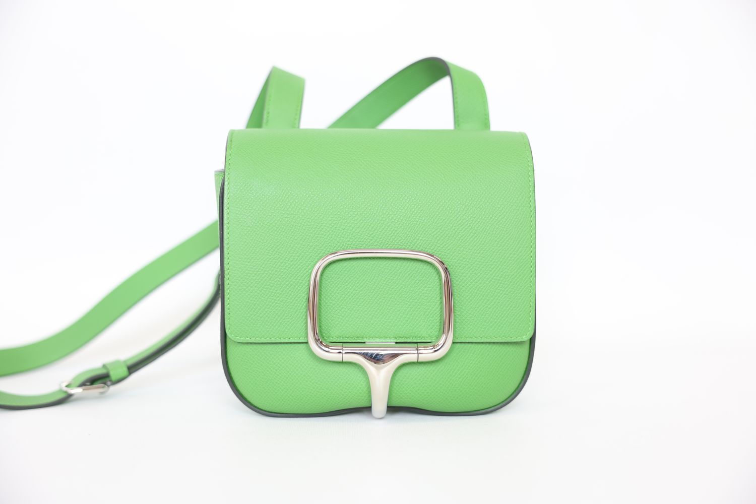 Hermes Della Cavalleria Mini, Vert Yucca Green Epsom with Palladium Hardware, W 2024 Stamp, Preowned in Box WA001