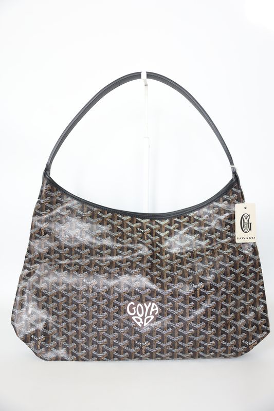 Goyard Boheme Hobo, Black Goyardine Canvas and Calfskin with Palladium Hardware, New in Dustbag WA001