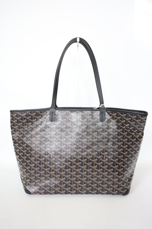 Goyard Artois MM Tote, Black Goyardine Canvas and Calfskin with Palladium Hardware, New in Dustbag WA001