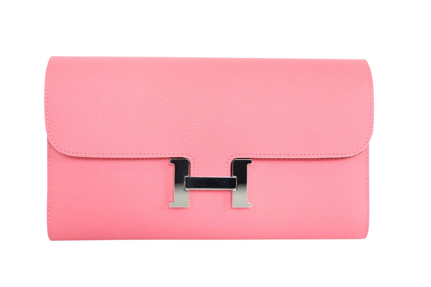 Hermes Constance Long Wallet, Pink Epsom Leather and Palladium Hardware, Preowned in Box WA001