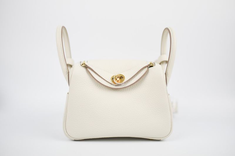Hermes Lindy II Mini Bag, Craie Clemence with Gold Hardware, K 2025 Stamp, New in Box GA001