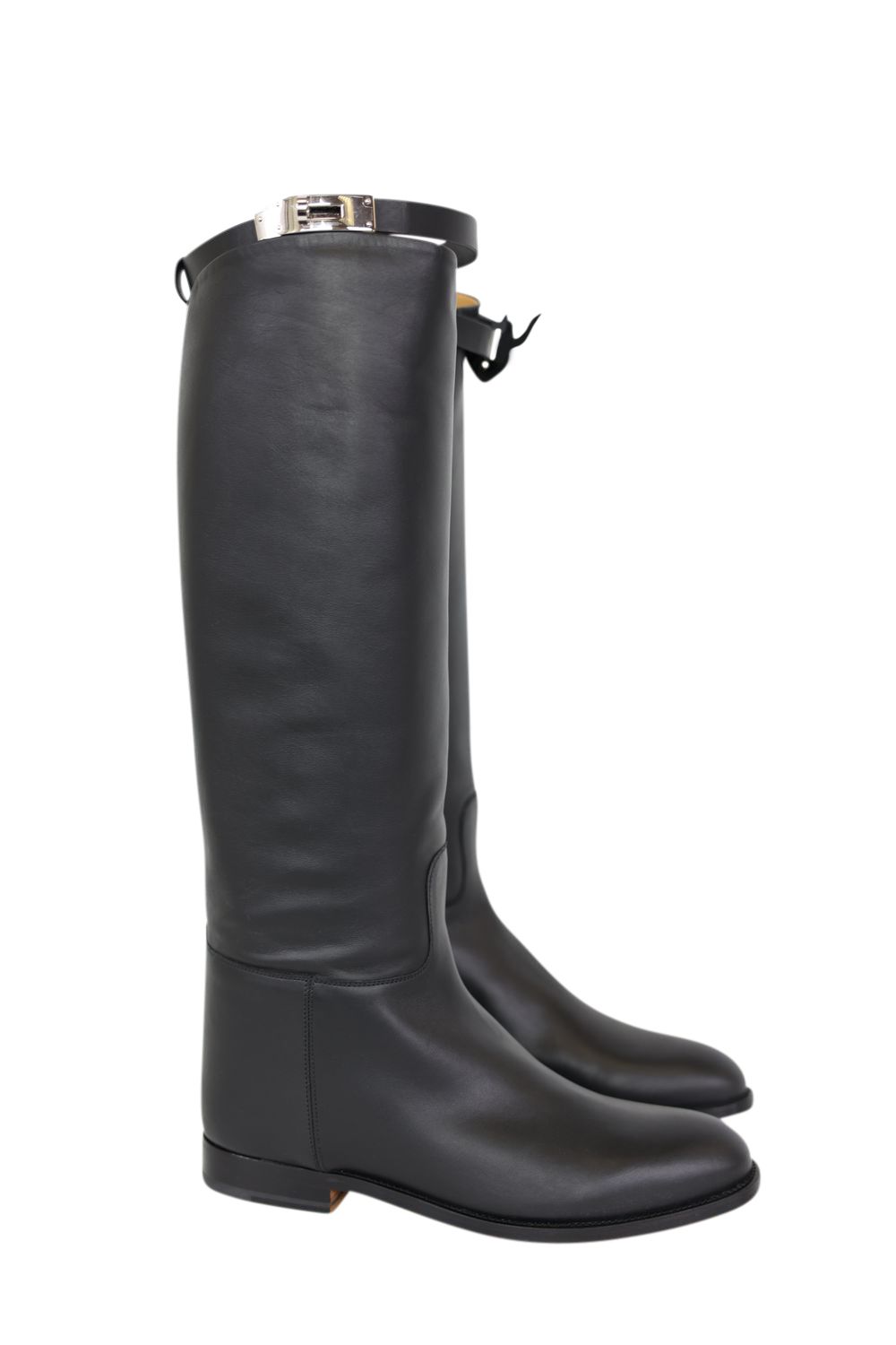 Hermes Jumping Boot, Black Calfskin and Palladium Hardware, Size 39, New in Box WA001