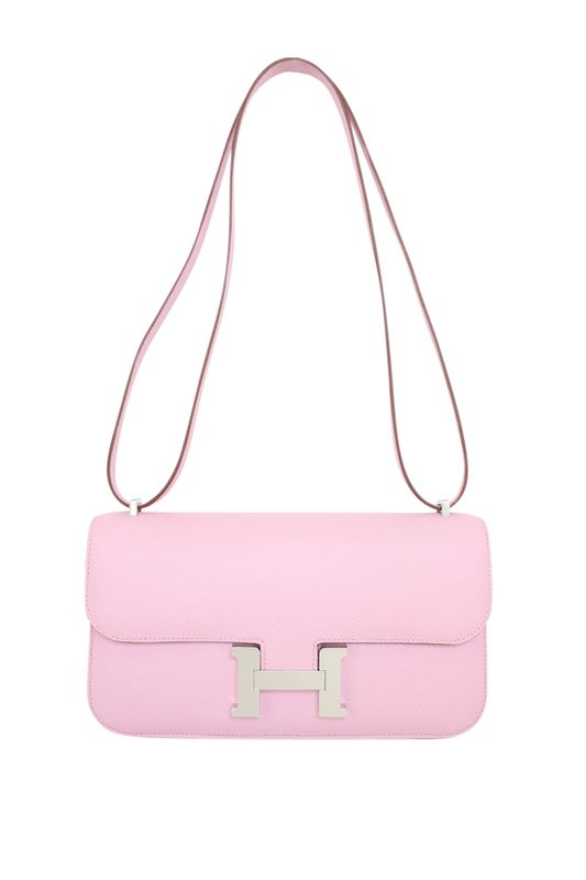 Hermes Constance Elan 25 Bag, Mauve Sylvestre Epsom Leather and Palladium Hardware, K 2025 Stamp, New in Box WA001