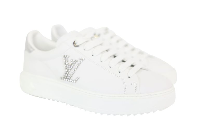 Louis Vuitton Time Out Sneaker, White Calf Leather with Strass, Size 40, New No Dustbag WA001