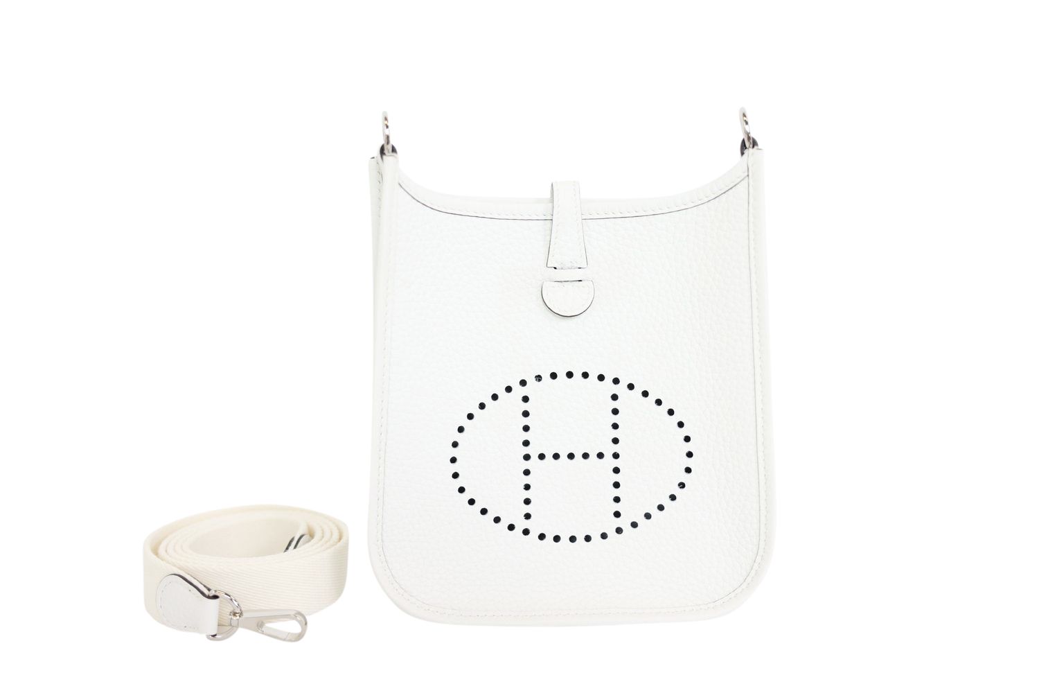 Hermes Evelyne 16 Amazone, White Taurillon Clemence Leather and Palladium Hardware, W 2024 Stamp, New in Box WA001