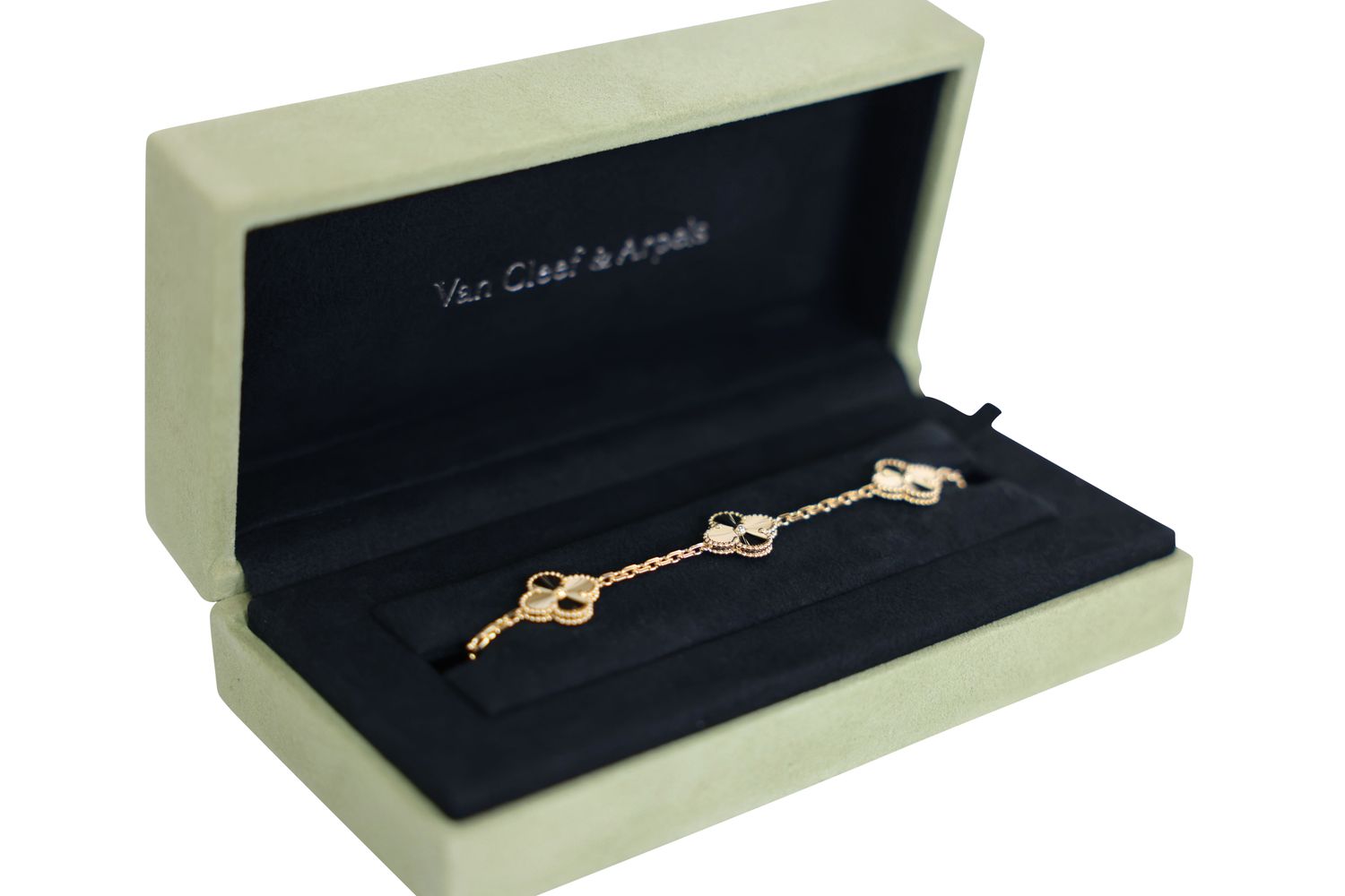 Van Cleef &amp; Arpels Vintage Alhambra 5 Motif Guilloche Bracelet, 18k Yellow Gold, New in Box WA001