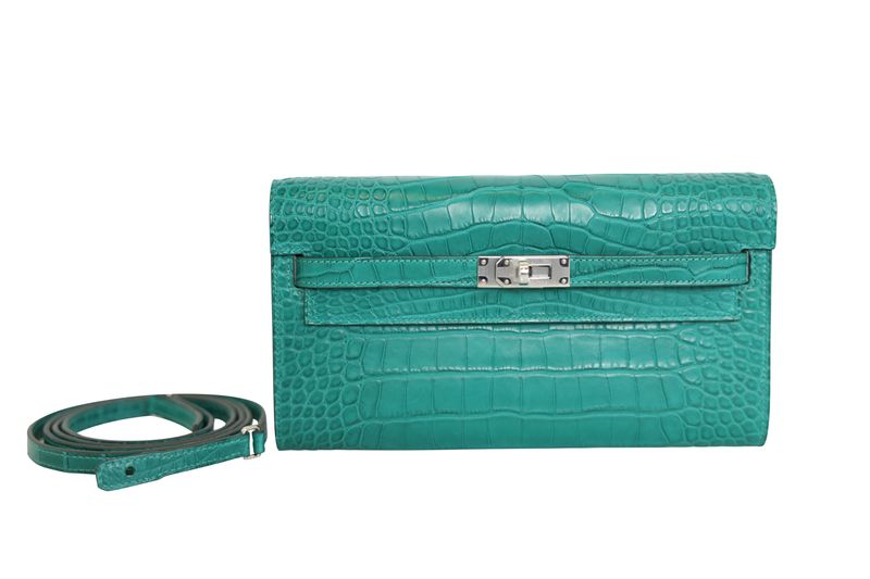 Hermes Kelly Classique To Go Wallet, Malachite Matte Alligator  and Palladium Hardware, W 2024 Stamp, New in Box WA001