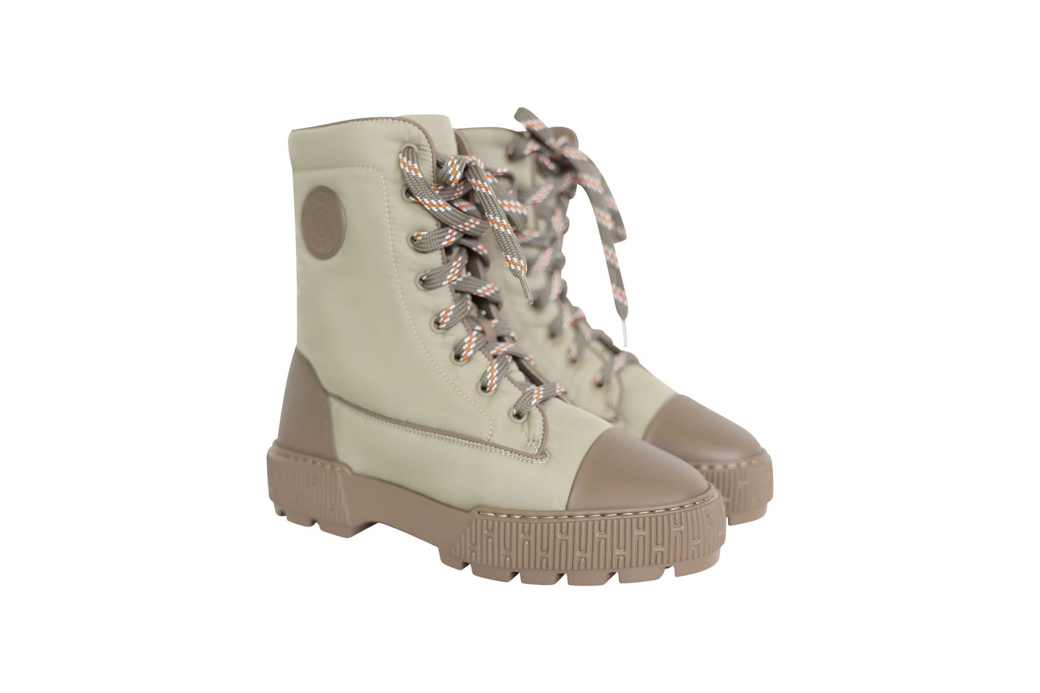 Hermes Fresh Ankle Boot, Beige Canvas with Calfskin, Size 37, New in Box WA001