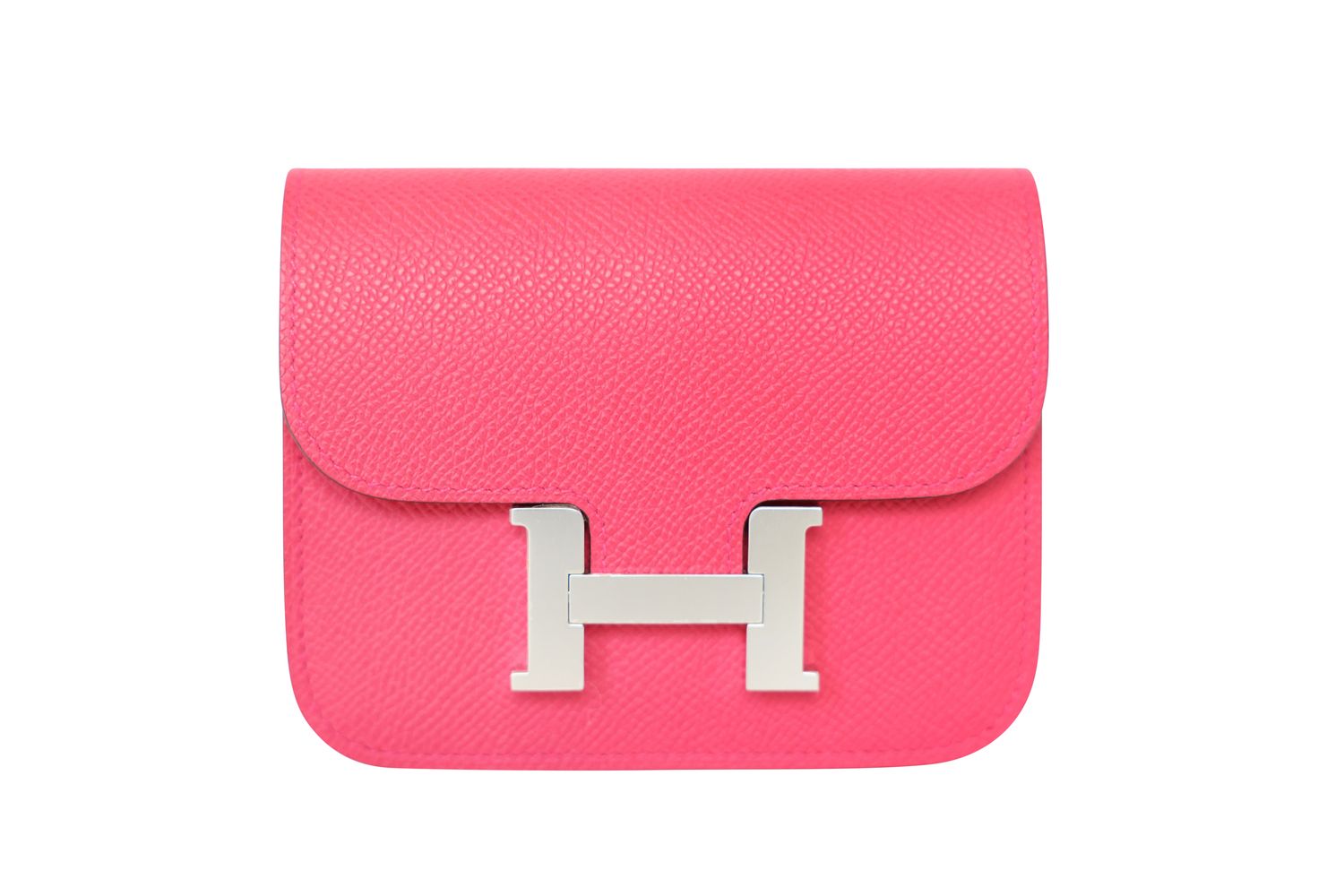 Hermes Constance Slim Wallet, Rose Extreme Epsom Leather with Palladium Hardware, New in Box WA001
