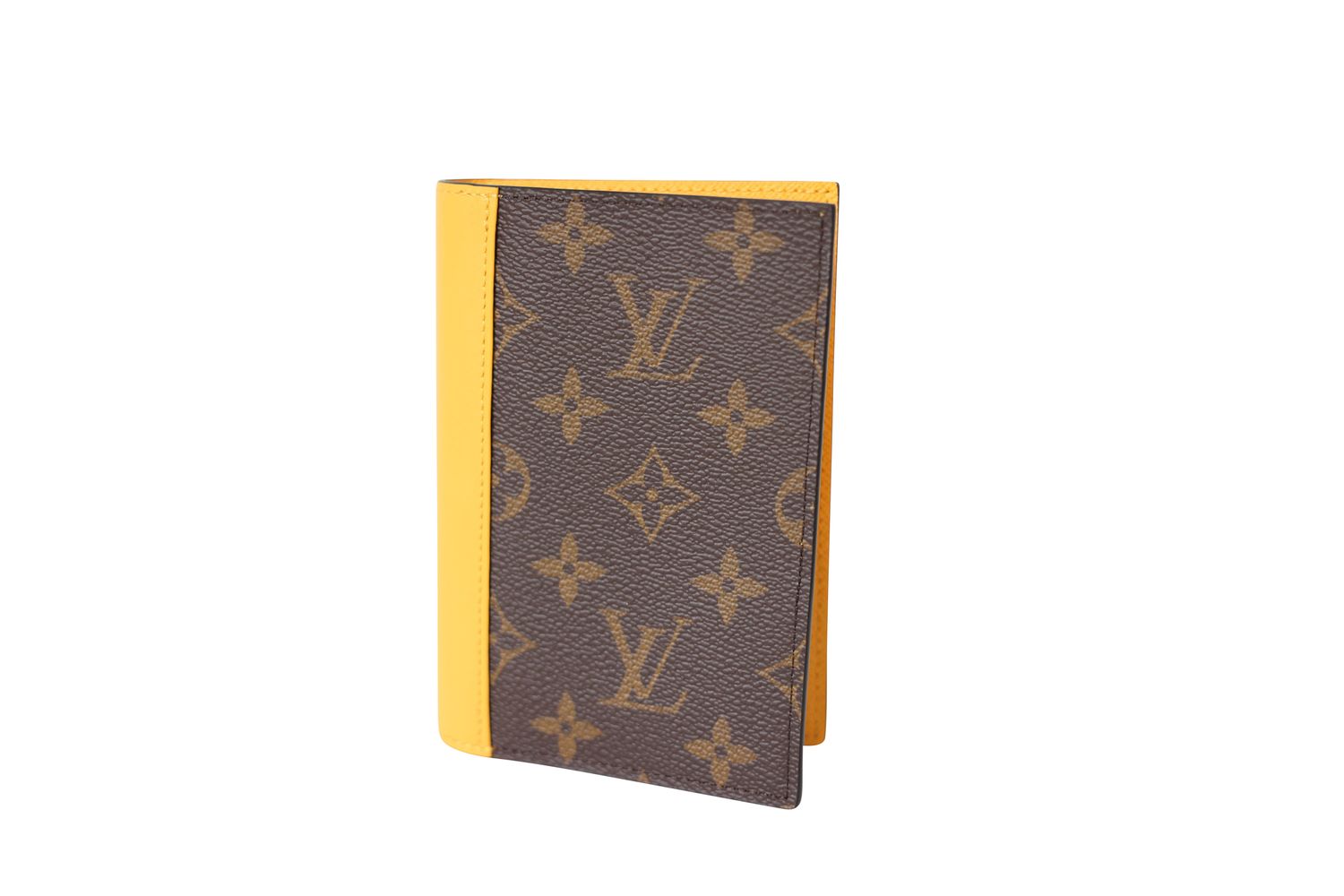 Louis Vuitton Passport Cover, Monogram Canvas and Yellow Cowhide, New in Box WA001