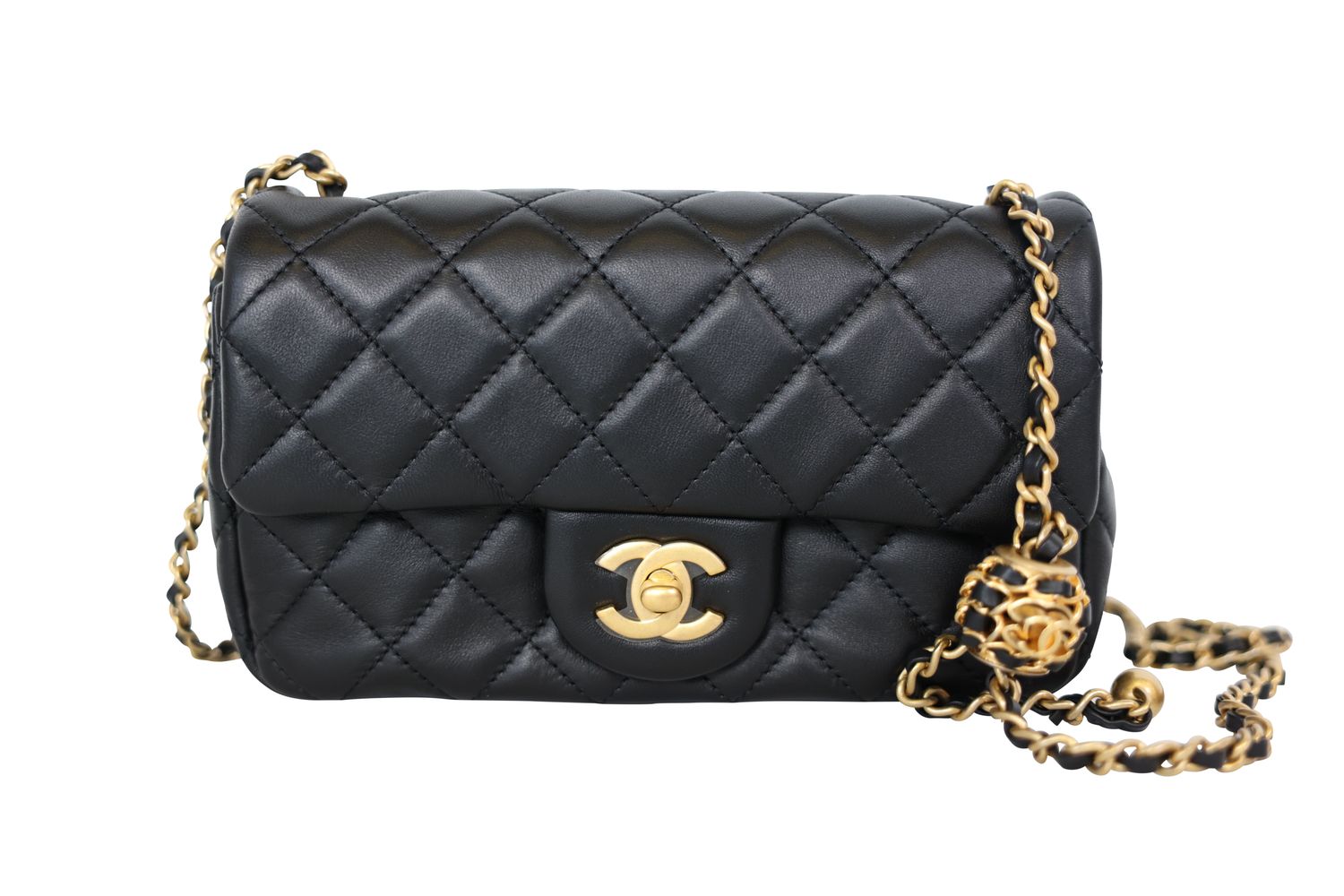 Chanel Pearl Crush 22S Mini Bag, Black Quilted Lambskin with Gold Hardware, New in Box WA001