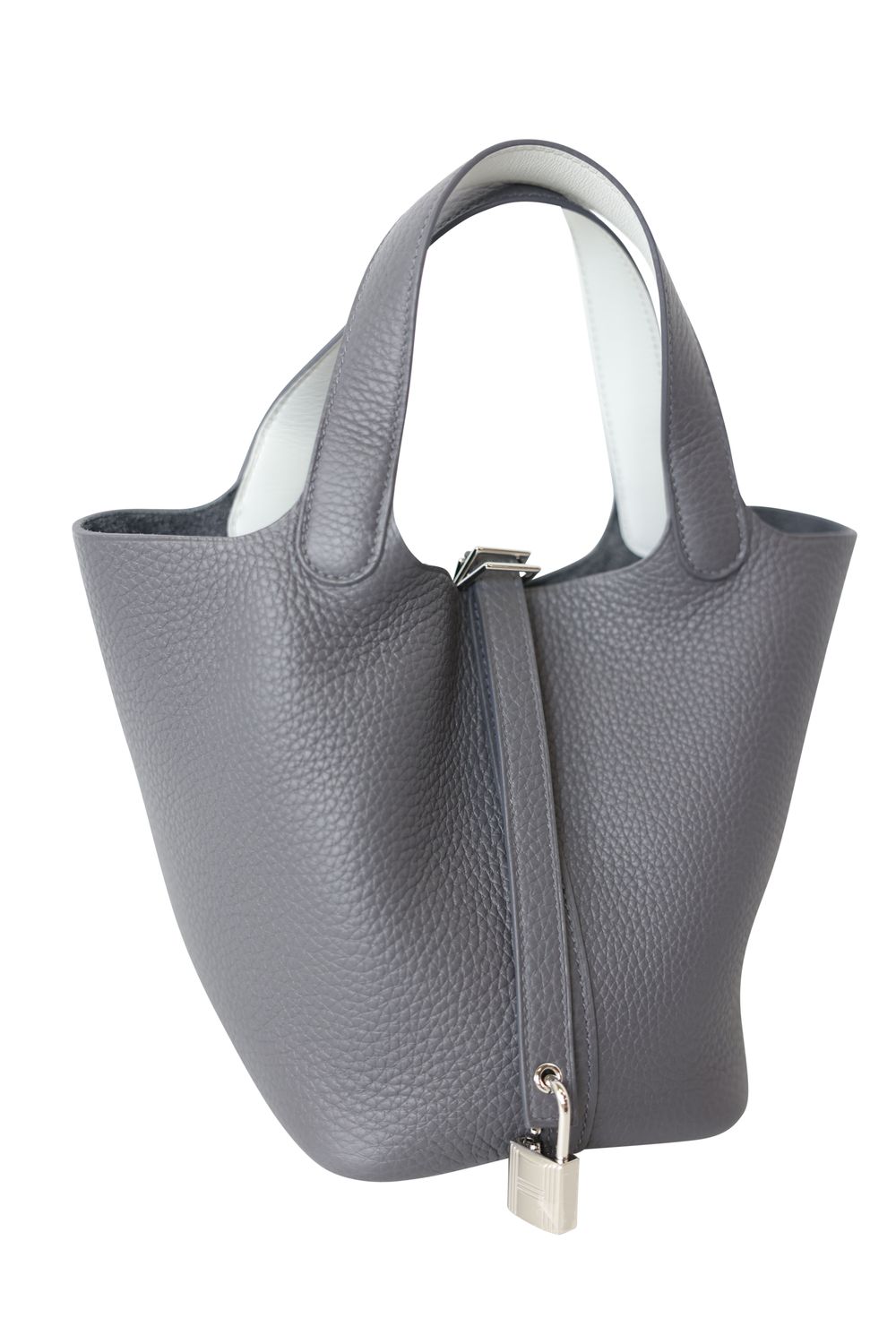 Hermes Picotin 18 Lock PM, Dark Gray Clemence Leather with Palladium Hardware, W Stamp 2024, New in Box WA001