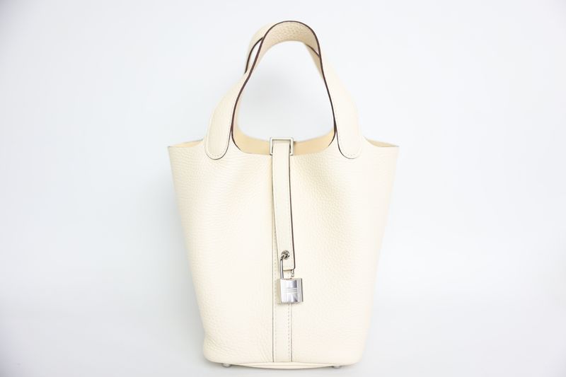 Hermes Picotin Lock 18, Nata Clemence Leather and Palladium Hardware, B 2023 Stamp, Preowned in Box WA001