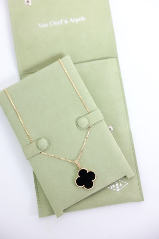 Van Cleef &amp; Arpels VCA Magic Alhambra Pendant Long Necklace, 18k Yellow Gold and Black Onyx, Preowned in Box WA001