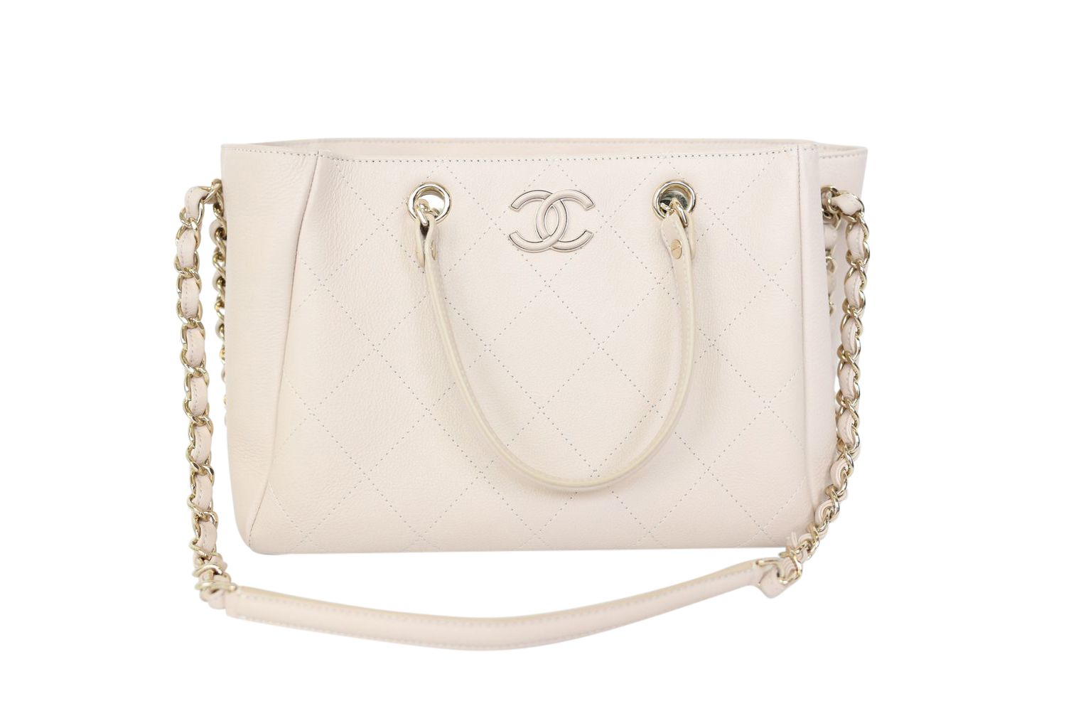 Chanel Tote, Beige Bullskin with Gold Hardware, Preowned in Box WA001
