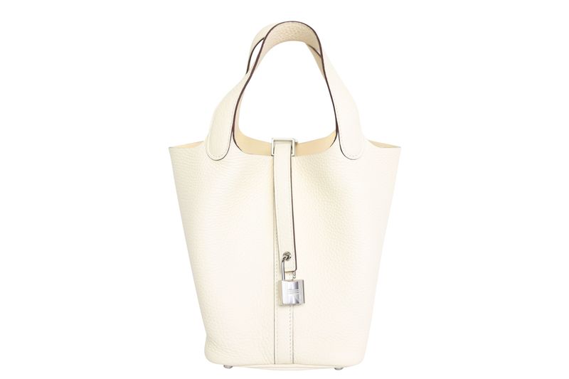 Hermes Picotin Lock 18, Nata Clemence Leather and Palladium Hardware, B 2023 Stamp, Preowned in Box WA001