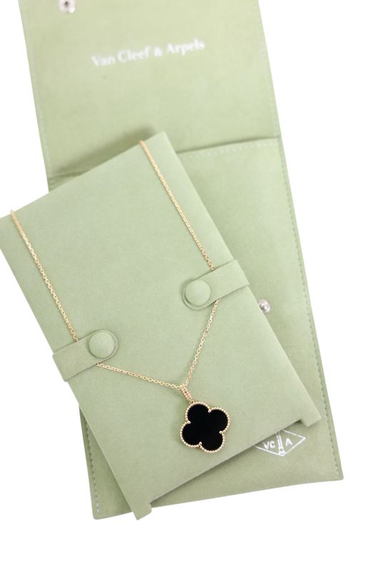 Van Cleef & Arpels VCA Magic Alhambra Pendant Long Necklace, 18k Yellow Gold and Black Onyx, Preowned in Box WA001