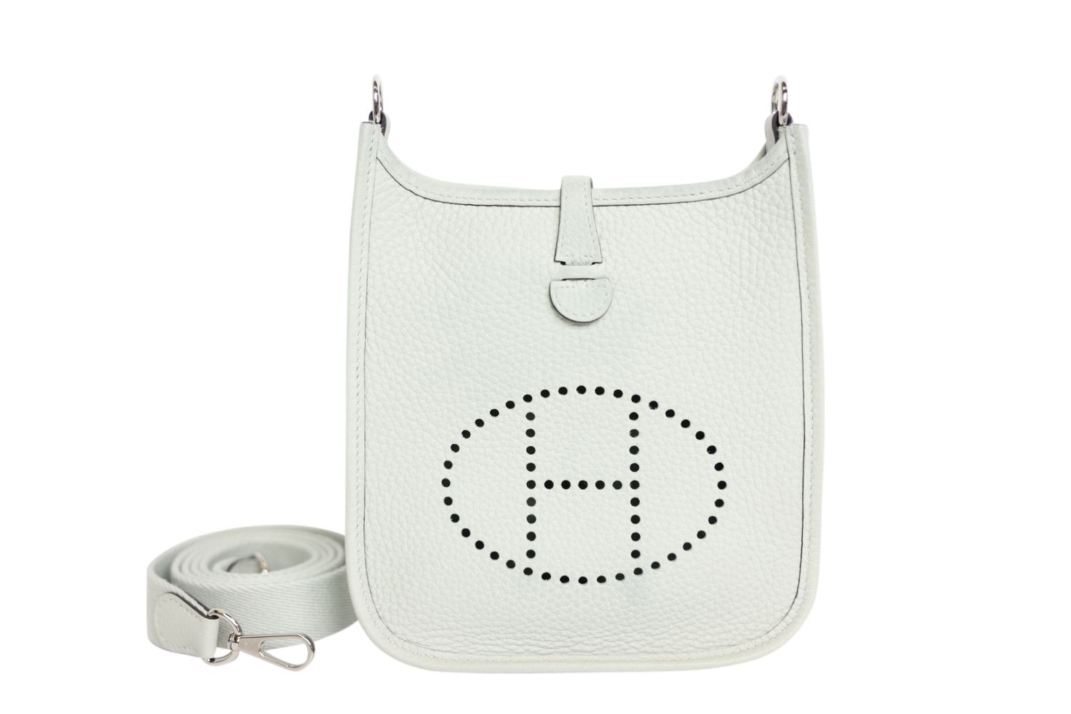 Hermes Evelyne  16 TPM,  Gray Clemence Leather and Palladium Hardware, B 2023 Stamp, Preowned in Box WA001