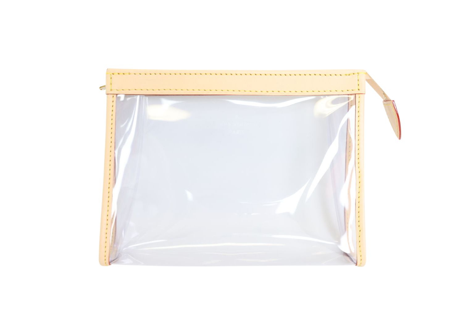 Louis Vuitton Toiletry Pouch Medium, Clear Beige PVC with Cowhide Leather Trim, New WA001