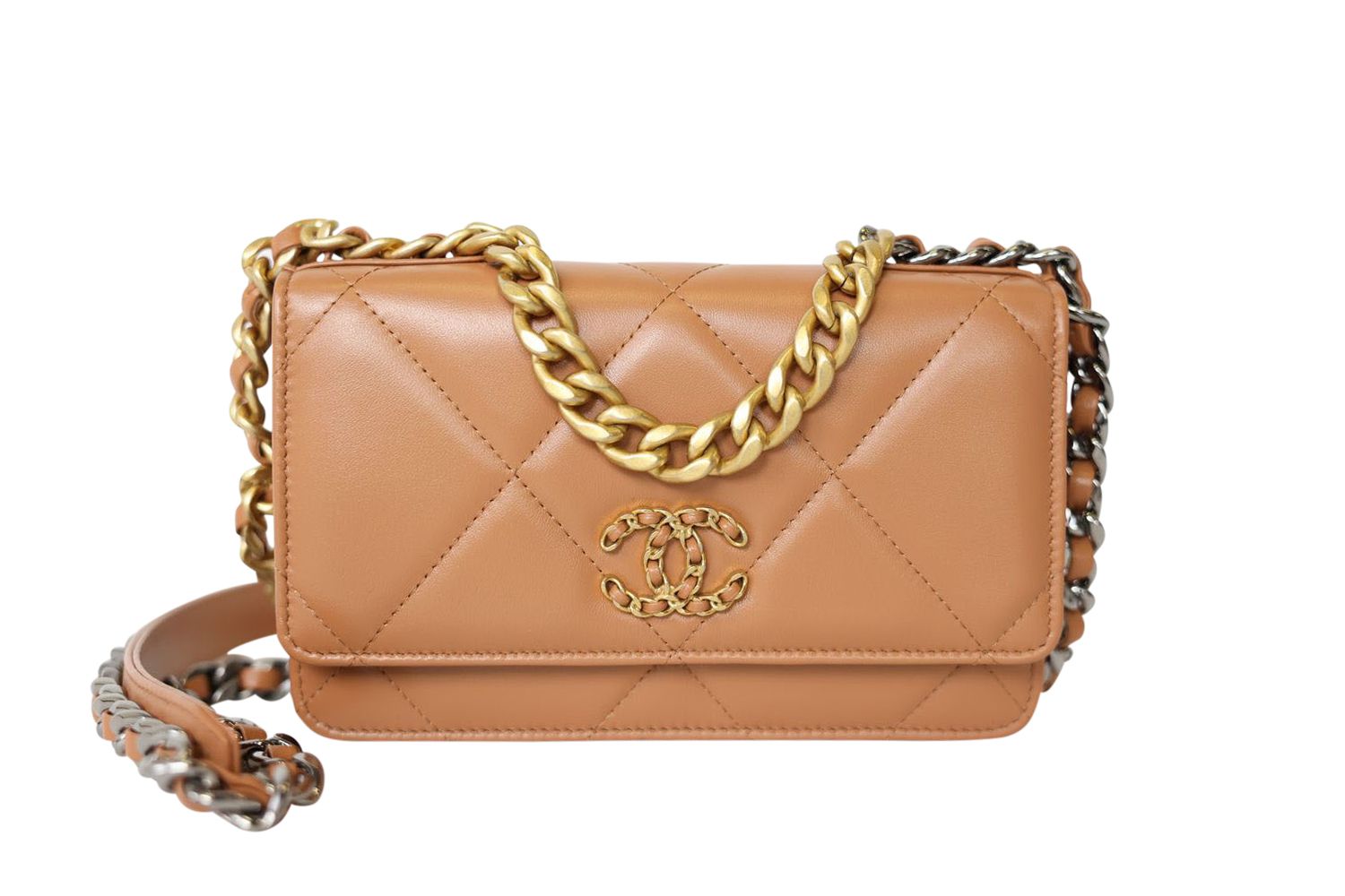 Chanel 19 Wallet on Chain, 22A Brown Lambskin with Mixed Hardware, New in Box WA001