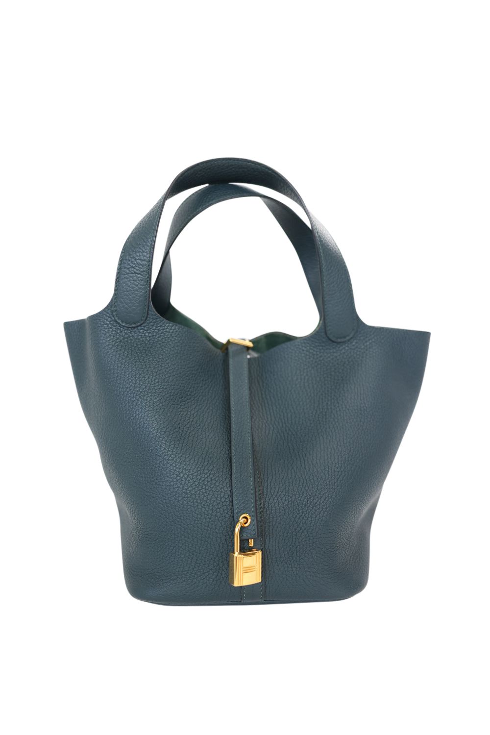 Hermes Picotin Lock 22, Green Vert Cypress Clemence with Gold Hardware, Z Stamp, Preowned in Box WA001