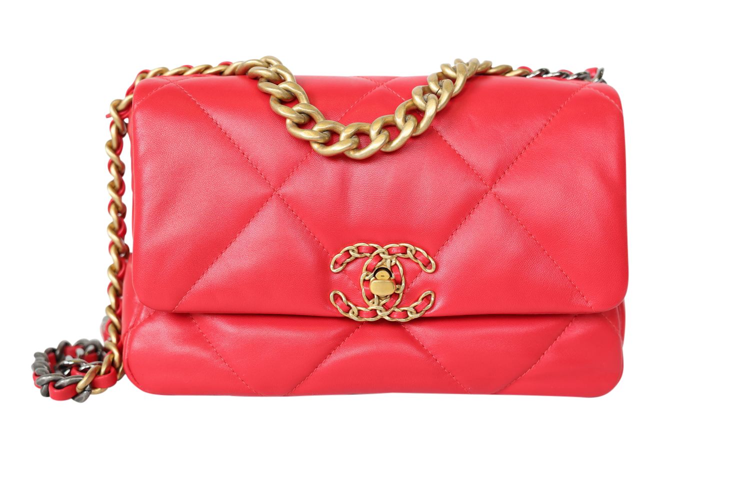 Chanel 19 Medium, 22S Red Lambskin with Mixed Hardware, New in Box WA001