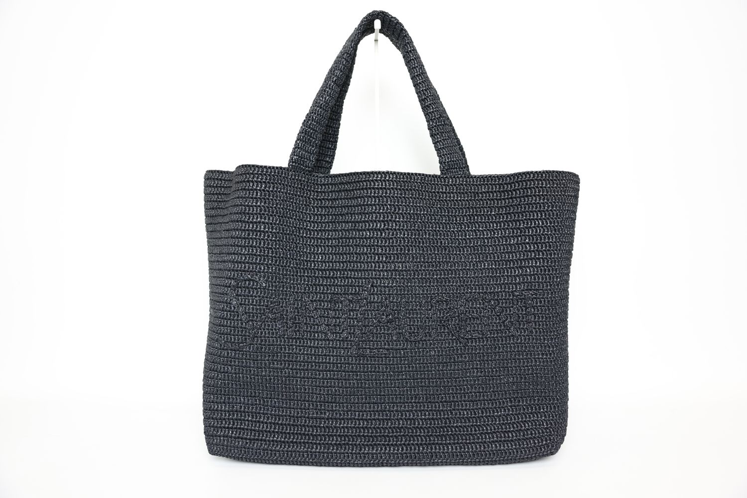 Saint Laurent Logo Tote, Black Raffia, New in Dustbag WA001