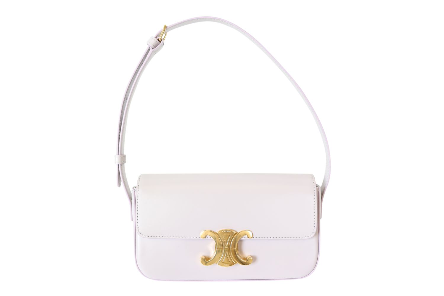 Celine Claude Triomphe Bag, Light Purple Calfskin with Gold Hardware, New in Dustbag WA001