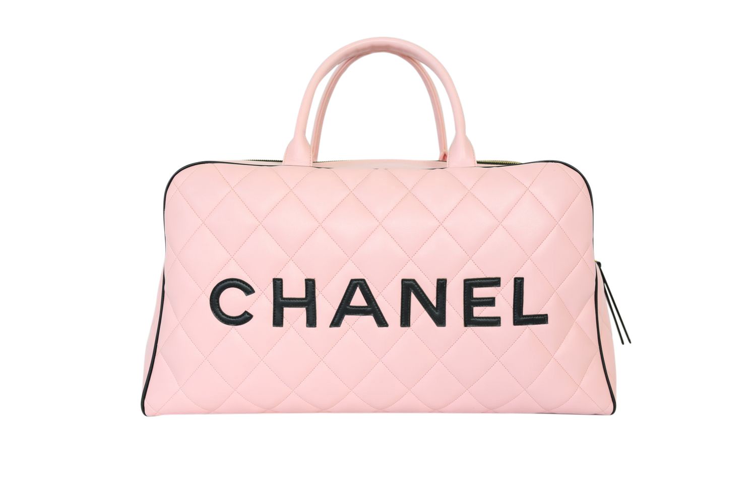 Chanel Boston Duffle Bowler, Pink Lambskin Leather With Gold Hardware, Preowned No Dustbag WA001