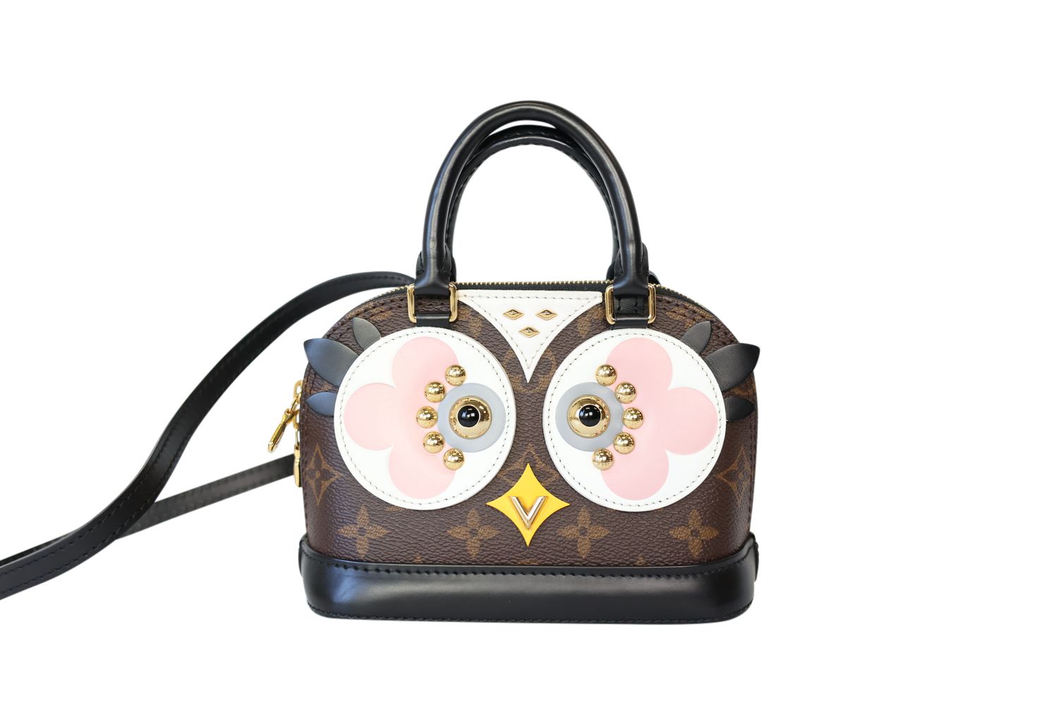 Louis Vuitton Alma Limited Edition Lovely Birds Mini, Monogram Canvas With Gold Hardware Preowned In Dustbag WA001