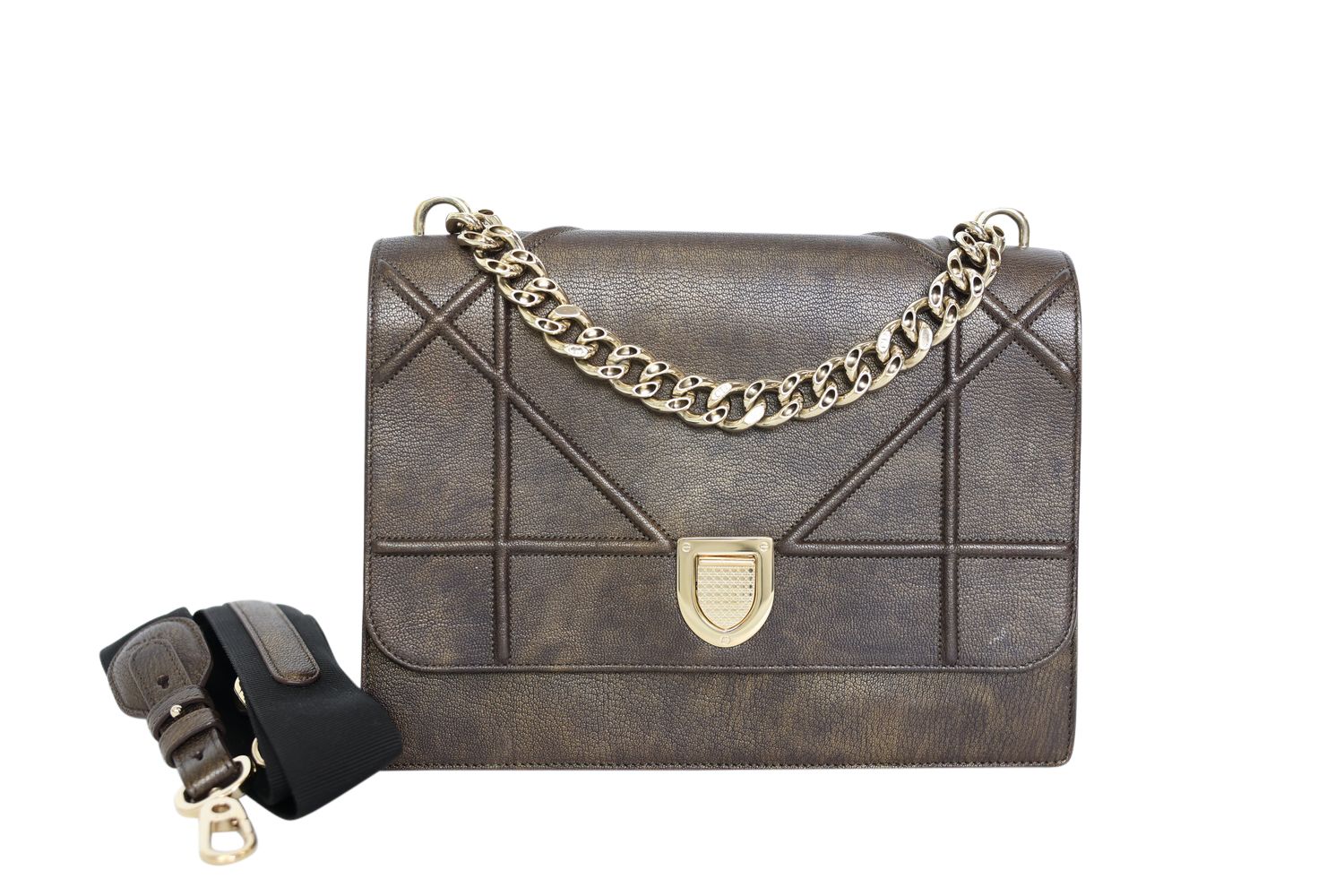 Christian Dior Diorama Flap Large, Bronze Leather With Gold Hardware, Preowned No Dustbag WA001