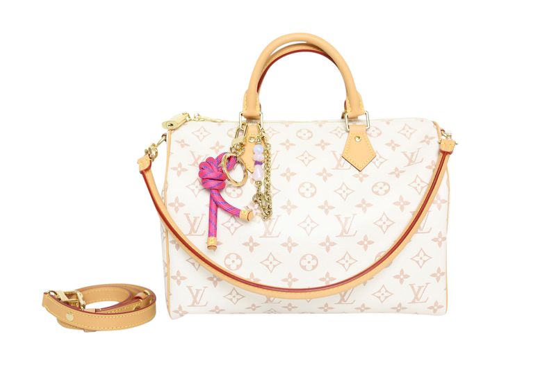Louis Vuitton Speedy Soft 30 Lucky Bag, Monogram Dune Canvas and Natural Cowhide with Gold Hardware, Preowned in Box WA001