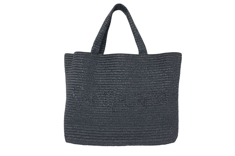 Saint Laurent Logo Tote, Black Raffia, New in Dustbag WA001