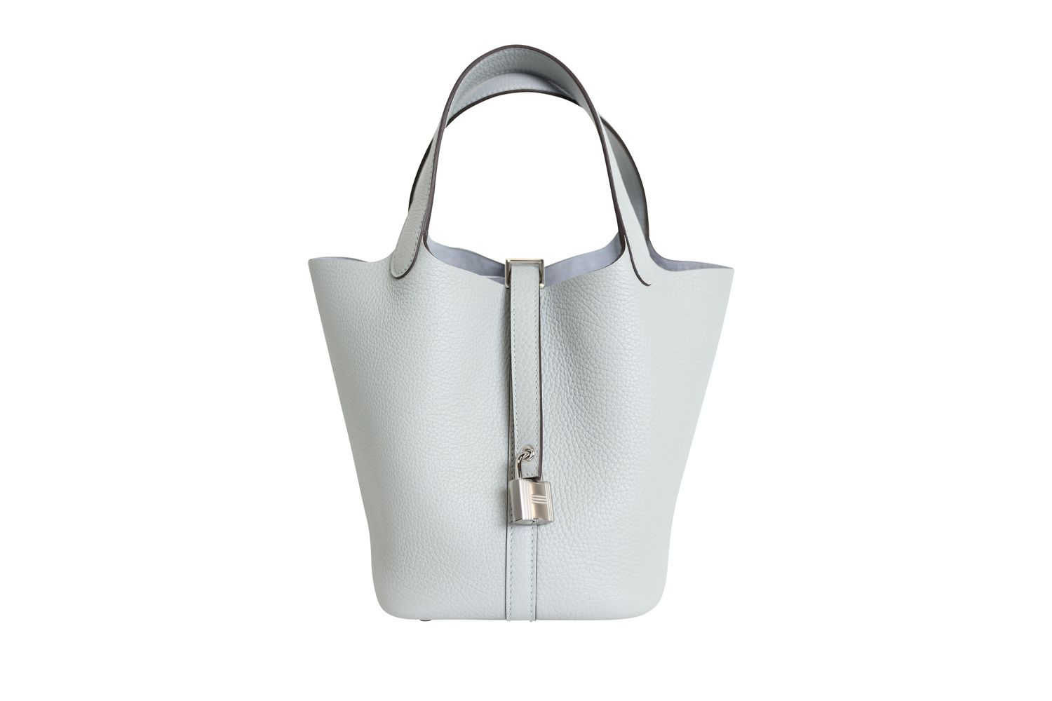 Hermes Picotin Lock 18 PM, Blue Bleu Pale Clemence Leather and Palladium Hardware, K 2025 Stamp, New in Box WA001