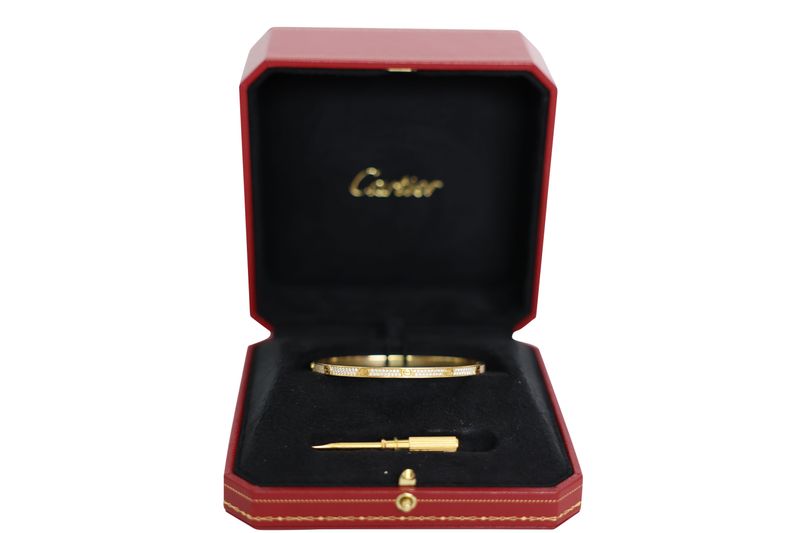 Cartier Love Bracelet Small Model, 18k Yellow Gold and Diamonds, Size 18,  Preowned in Box WA001