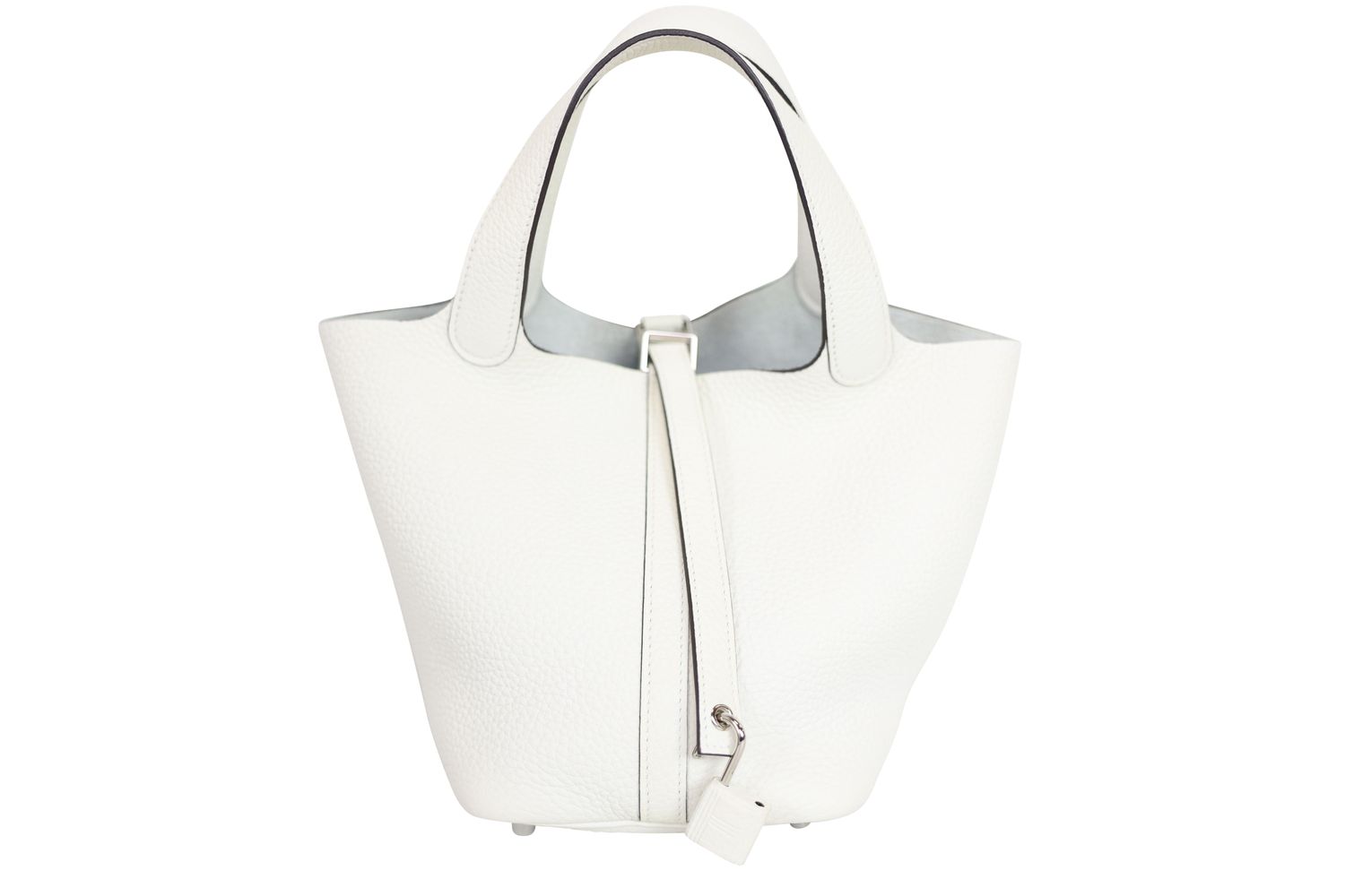 Hermes Picotin 18, New White Clemence Bull Calf and Palladium Hardware, Stamp B 2023, Preowned in Box WA001