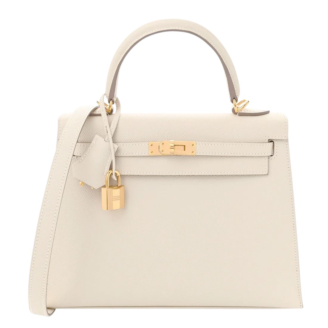 Hermes Kelly 25, Craie Epsom with Gold Hardware, W 2024, New in Box KJRB001