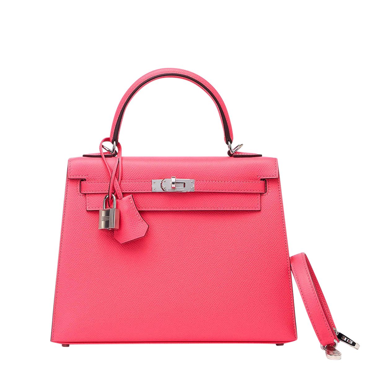 Hermes Kelly 25, Rose Azalae Epsom with Palladium Hardware, K 2025, New in Box KJRB001