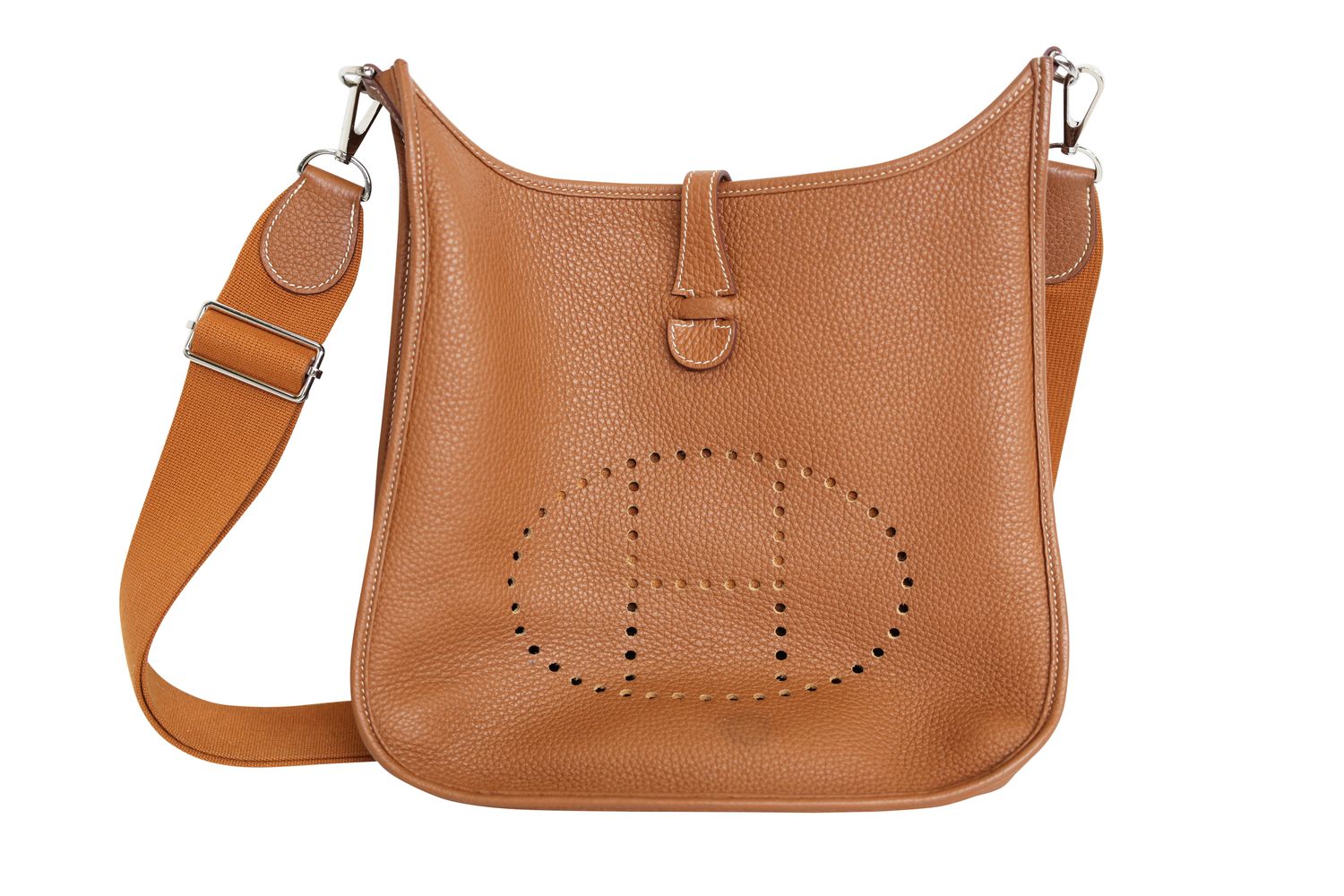 Hermes Evelyne Crossbody II PM, Gold Togo Leather and Palladium Hardware, B 2023 Stamp, Preowned in Dustbag WA001