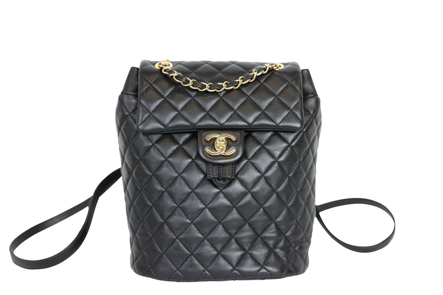 Chanel Urban Spirit Small Backpack, Black Leather and Gold Hardware, Preowned in Box WA001