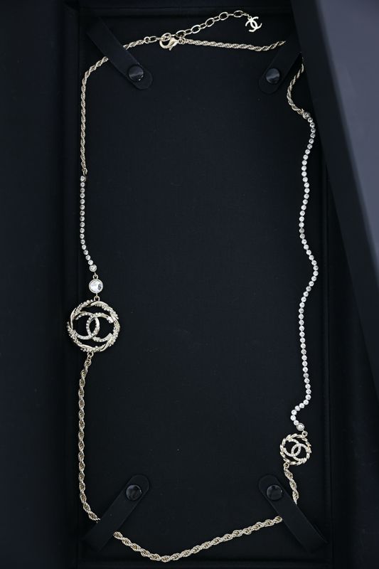 Chanel CC 23B Long Necklace, Gold Finish with Crystals, New in Box WA001