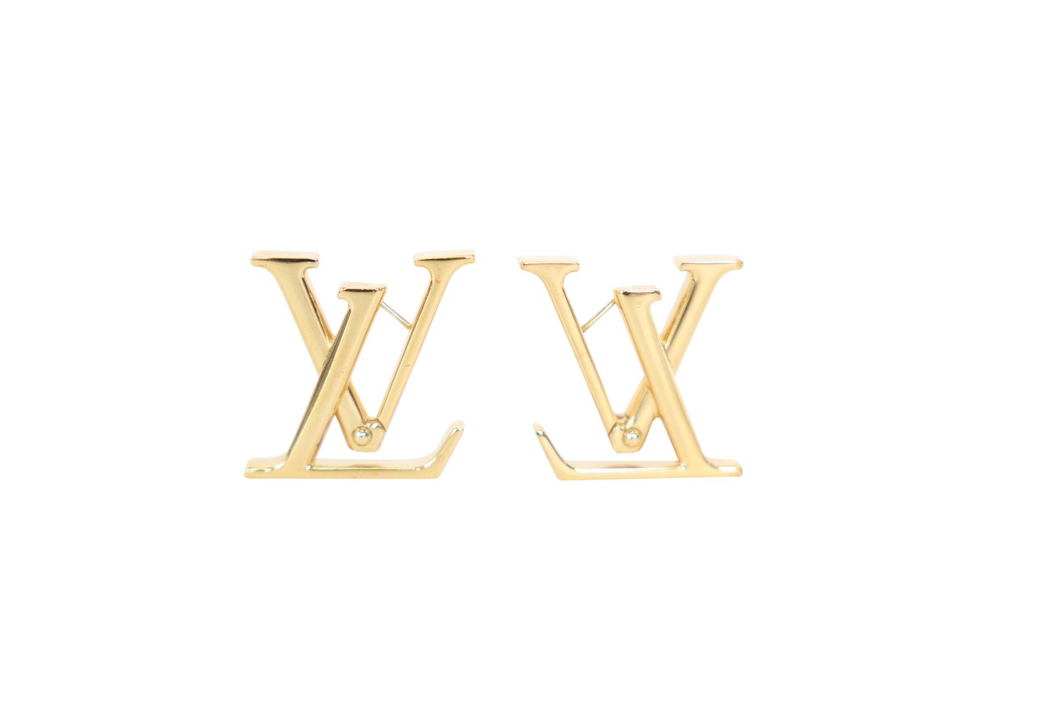 Louis Vuitton LV Iconic Earrings, Gold Hardware, Preowned in Box WA001