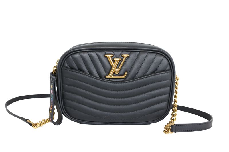 Louis Vuitton New Wave Camera Bag, Black Leather and Gold Hardware, Preowned in Box WA001