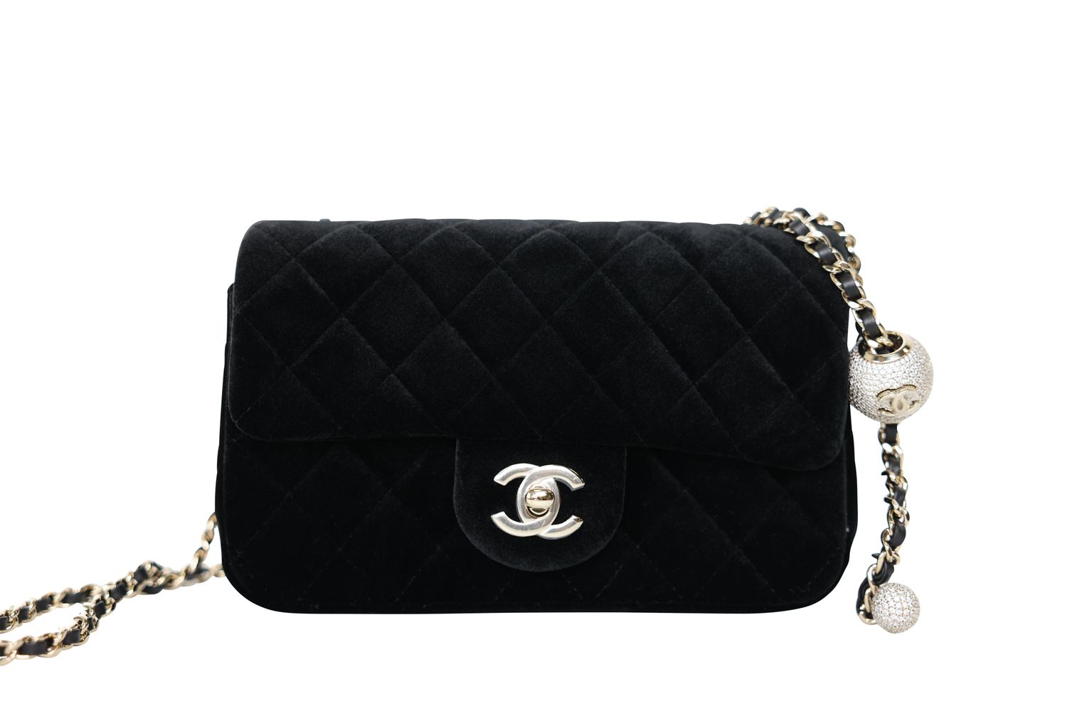 Chanel Classic Mini Rectangular Bag, Black Quilted Velvet and Gold Hardware, New in Box WA001